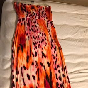 Strapless colorful maxi dress